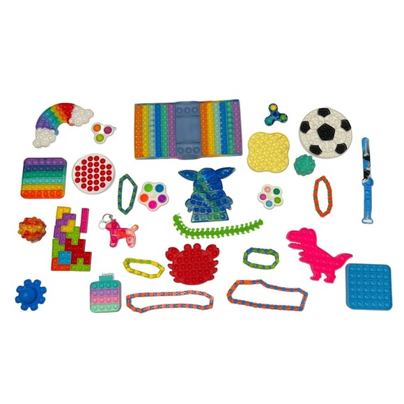 Sensory Fidget‎ Toy Lot Poppers,Spinners Snap & Clicks 40 Pieces In Lot - Picture 1 of 16